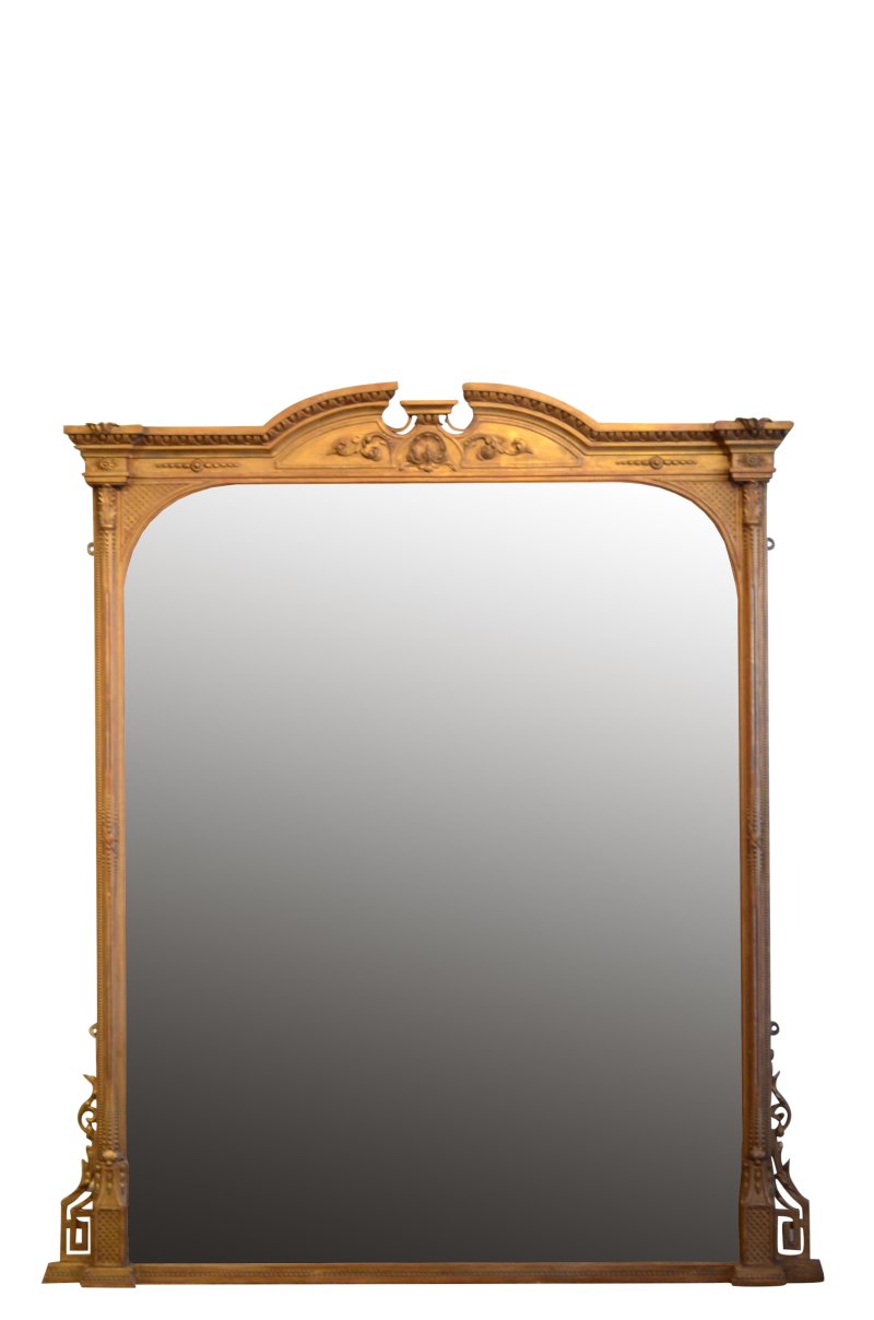 English Antique Gilt Wall Mirror Overmantel H169cm